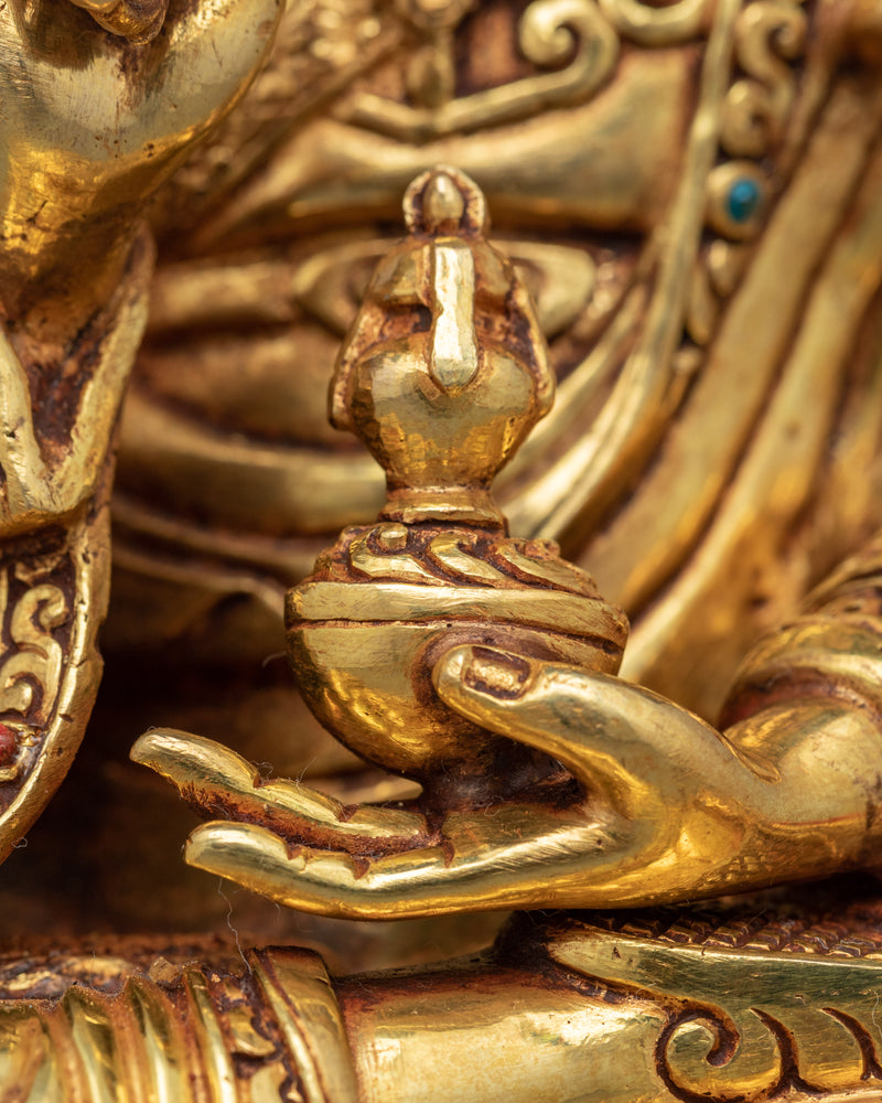 Guru Rinpoche Puja Statue | Gold-Gilded Himalayan Artwork