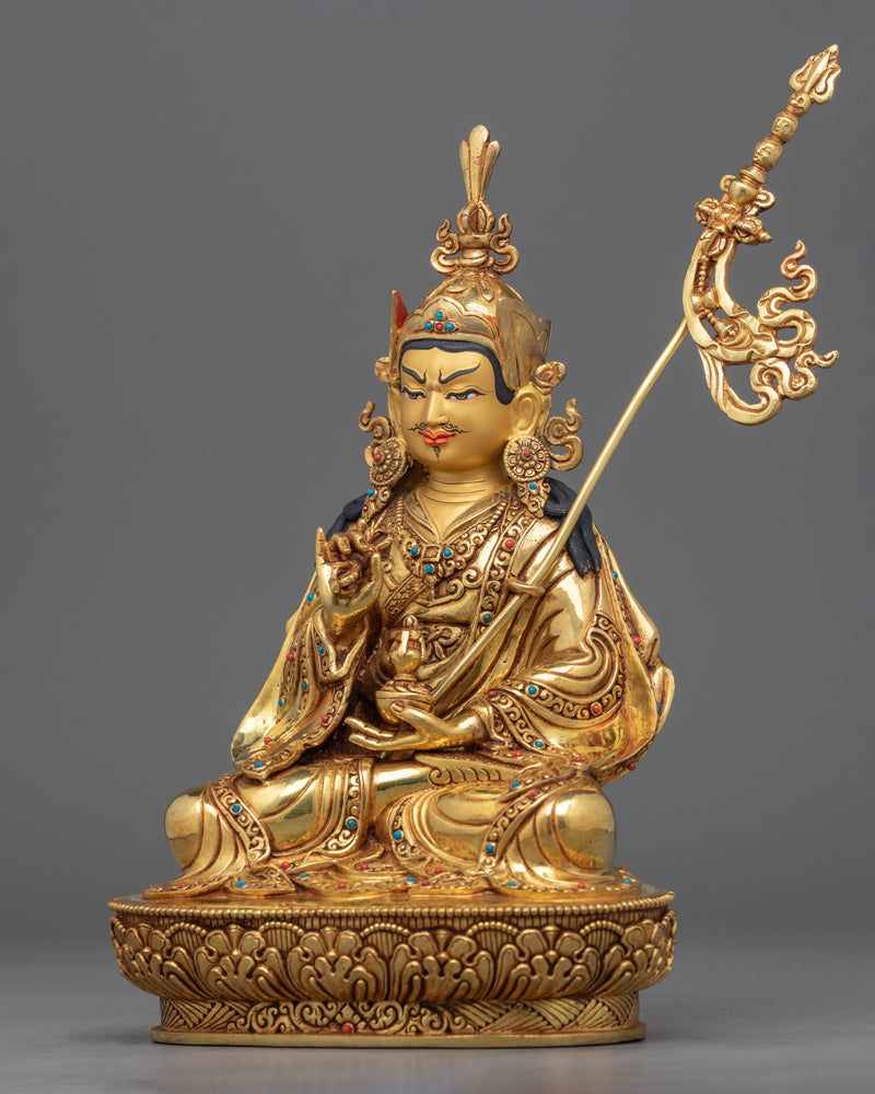 Guru Rinpoche Puja Statue | Gold-Gilded Himalayan Artwork