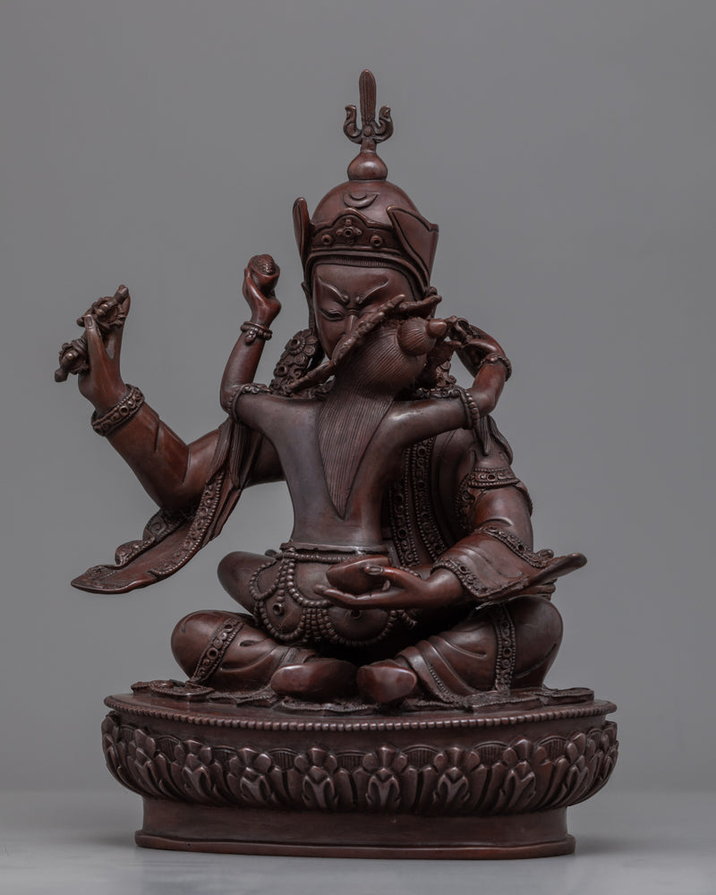 Life of Guru Rinpoche With Consort | Himalayan Made Oxidized Copper Statue