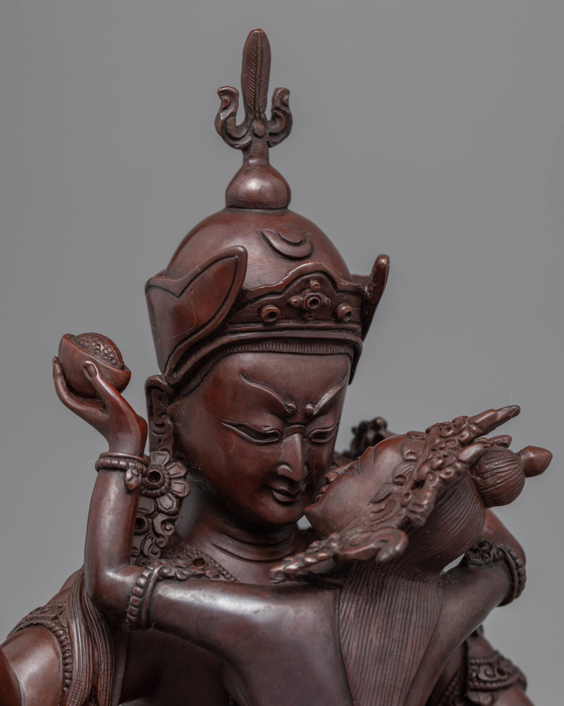 Life of Guru Rinpoche With Consort | Himalayan Made Oxidized Copper Statue