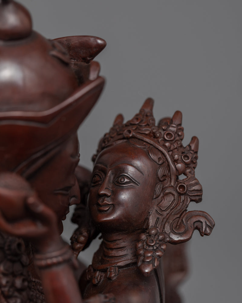 Life of Guru Rinpoche With Consort | Himalayan Made Oxidized Copper Statue