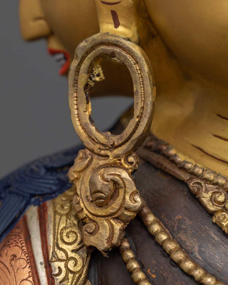 Namgyalma Deity Statue | Eight Armed Buddhist Gold Gilded Figure