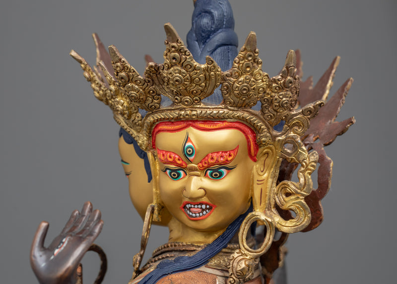 Namgyalma Deity Statue | Eight Armed Buddhist Gold Gilded Figure