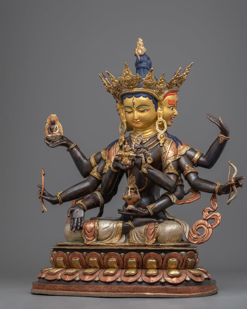 Namgyalma Deity Statue | Eight Armed Buddhist Gold Gilded Figure