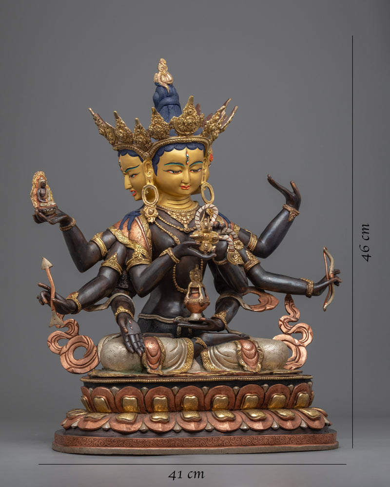 Namgyalma Deity Statue | Eight Armed Buddhist Gold Gilded Figure