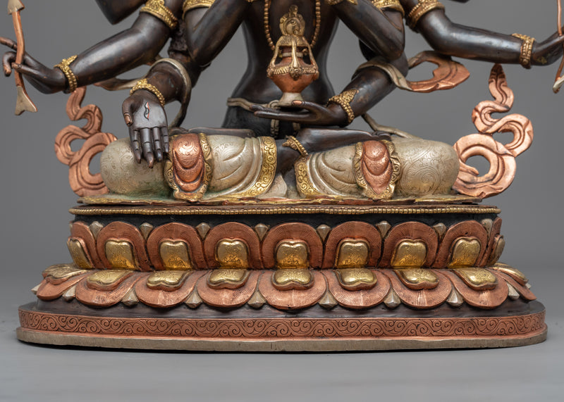 Namgyalma Deity Statue | Eight Armed Buddhist Gold Gilded Figure