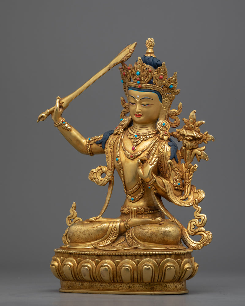 Statue For Aspirations Of Manjushri | 24-Karat Gold Gilded Statues