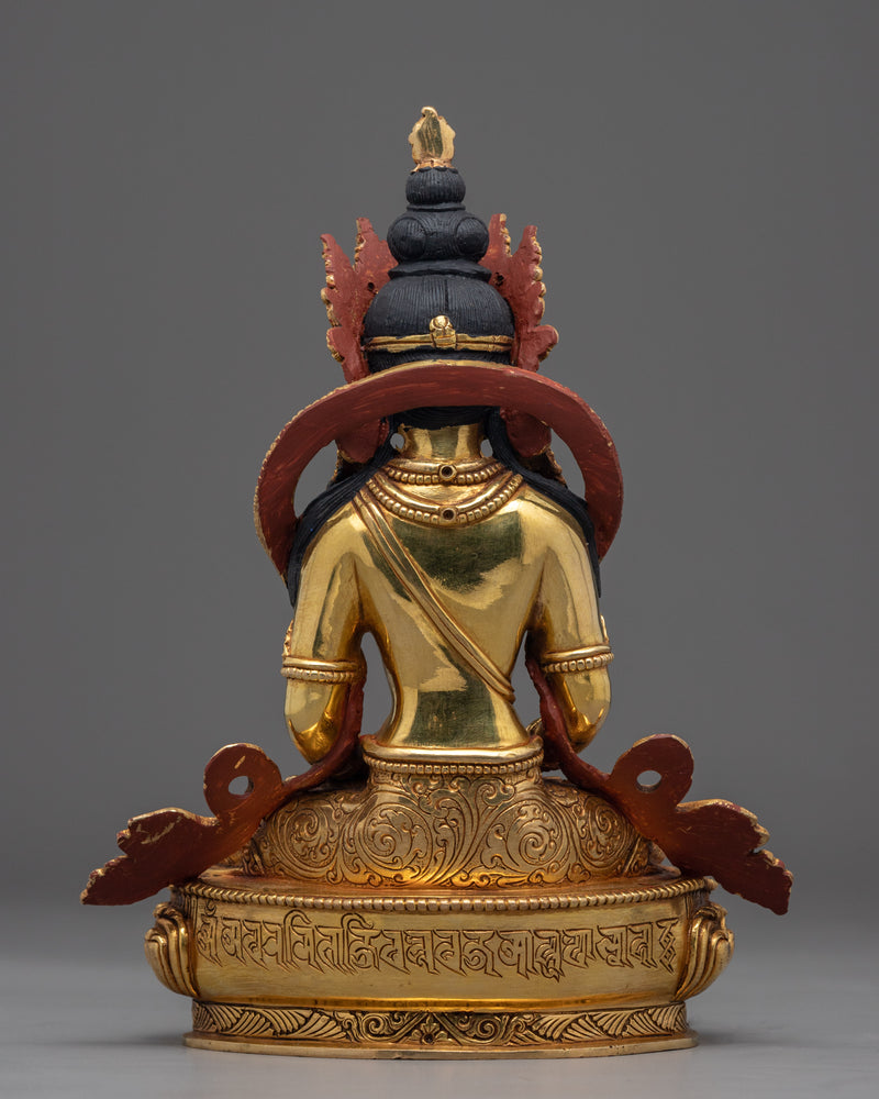 Golden Statue For Amitayus Mantra Tibetan | Traditionally Hand-crafted Sculpture