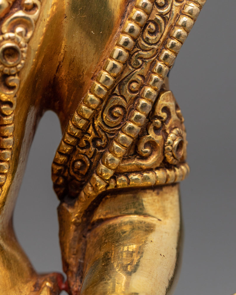 Golden Statue For Amitayus Mantra Tibetan | Traditionally Hand-crafted Sculpture