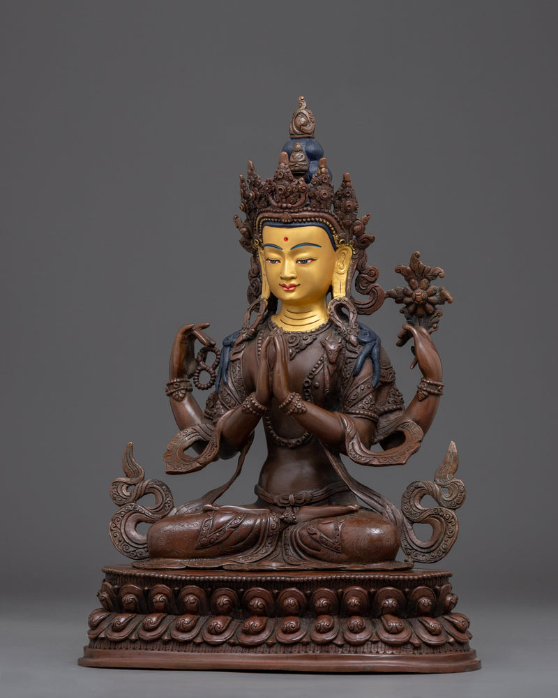 Chenrezig Pure Land Prayer | Himalayan Oxidized Art Form