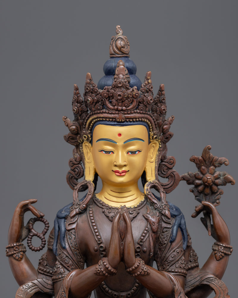 Chenrezig Pure Land Prayer | Himalayan Oxidized Art Form