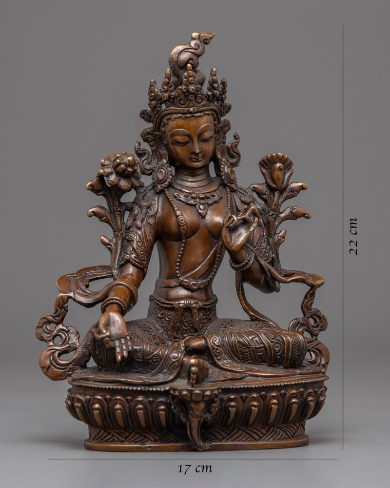 Hand-Carved Green Tara Guru Statue | Traditional Artwork of Nepal