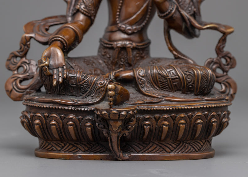 Hand-Carved Green Tara Guru Statue | Traditional Artwork of Nepal