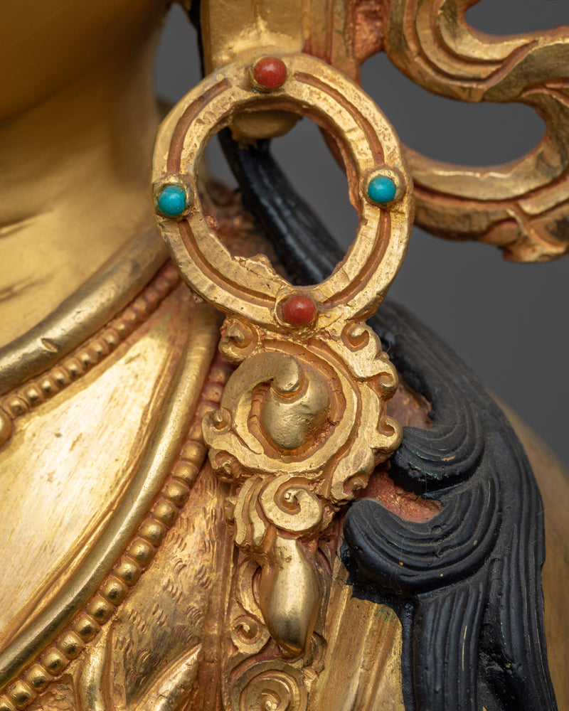 Deity of Compassion | 24K Golden Statue of Chenrezig