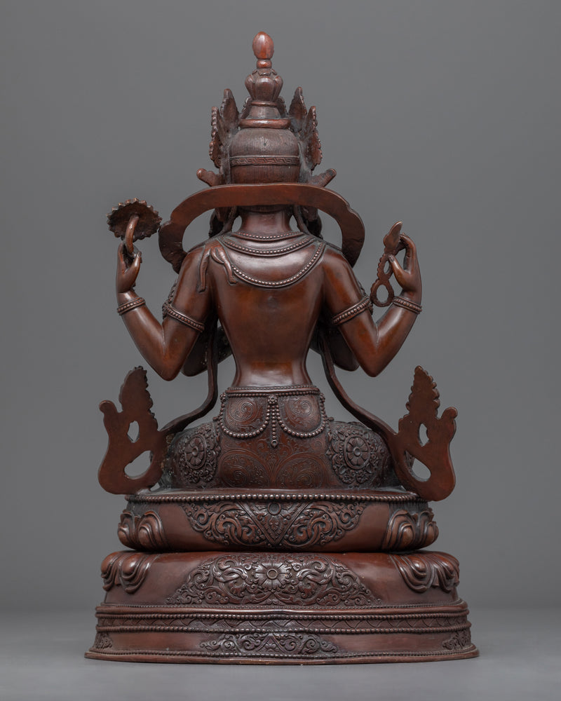 Oxidized Copper Body Bodhisattva Avalokitesvara Statue | Bodhisattva Sculpture for Practice