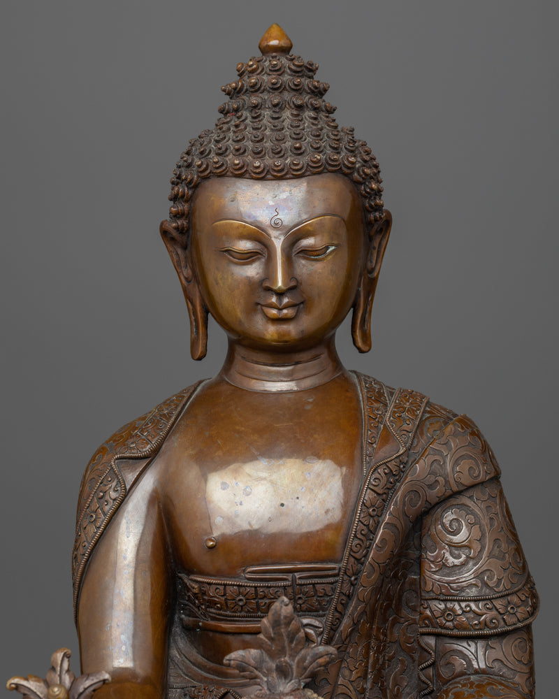 Healing Medicine Buddha Statue |  Fully Oxidized Copper Handcrafted Statue