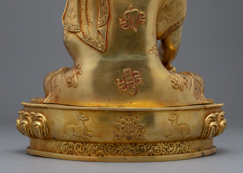 Genuine Gold-Gilded Buddha Shakyamuni Sculpture | Religious Buddha Statue