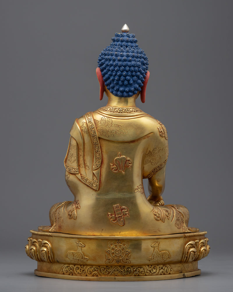 Genuine Gold-Gilded Buddha Shakyamuni Sculpture | Religious Buddha Statue