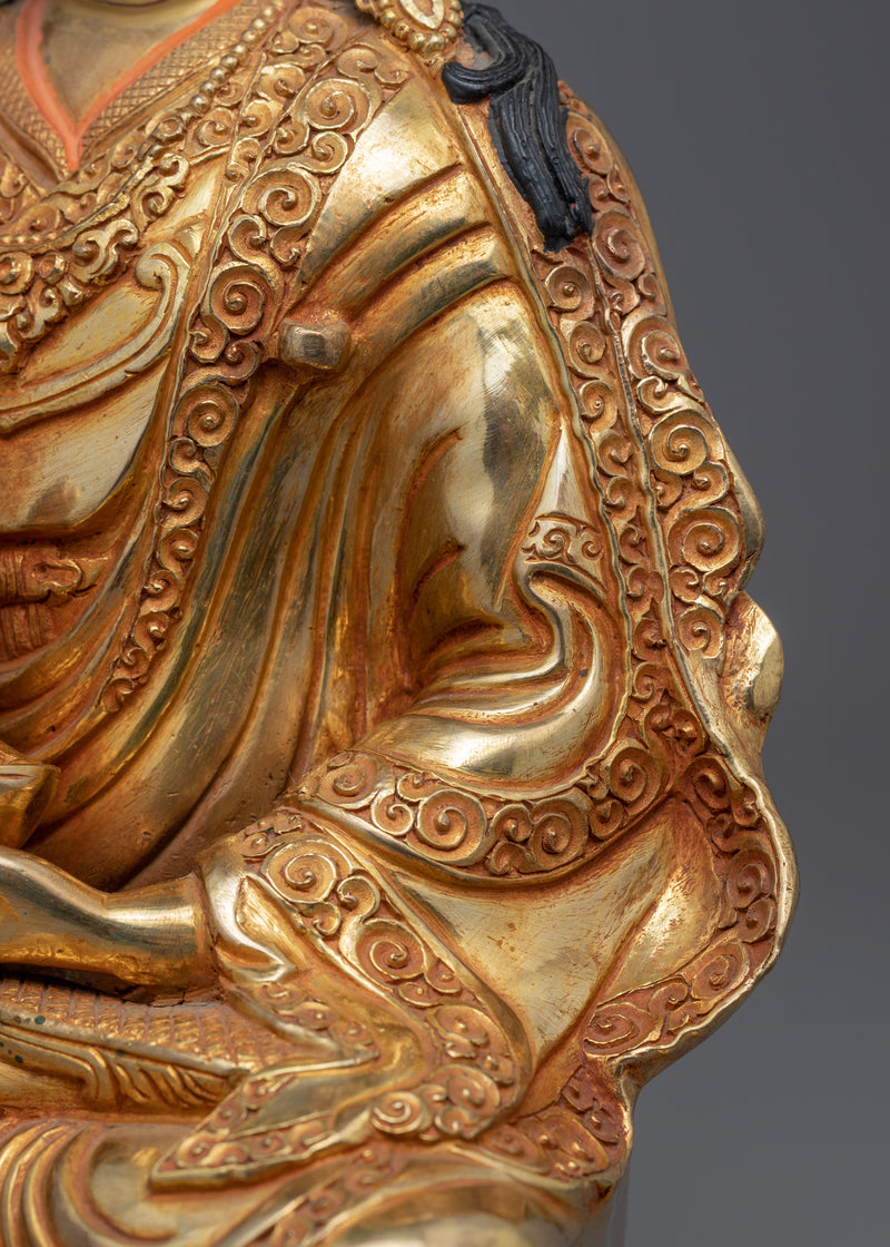 Gold-Gilded Guru Padmasambhava Mantra Statue | Lotus Born Guru Rinpoche Satue