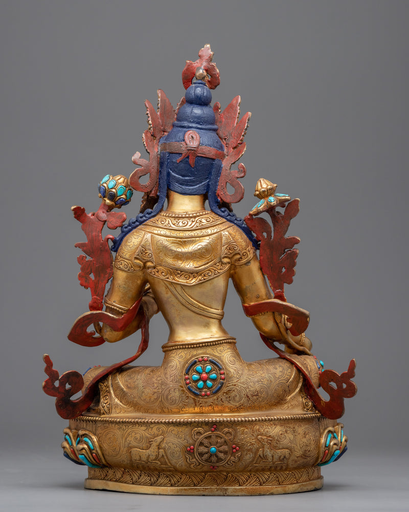 Gold Gilded High quality Green Tara Altar Statue | Female Bodhisattva of Wisdom Statue