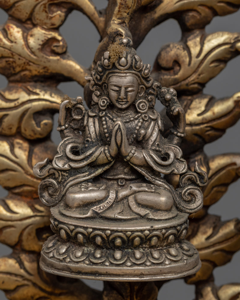 Green Tara Buddhist Deity Sculpture for Meditation | Gold-Plated Tibetan Art