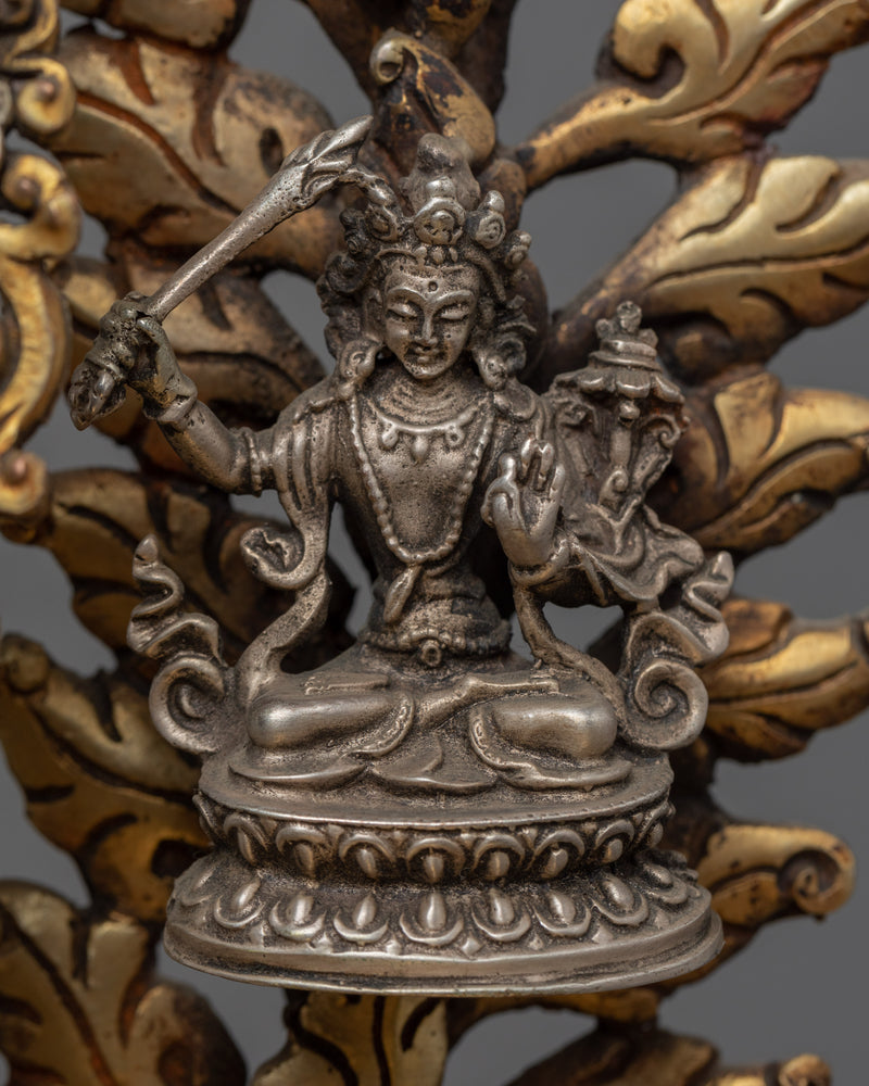 Green Tara Buddhist Deity Sculpture for Meditation | Gold-Plated Tibetan Art