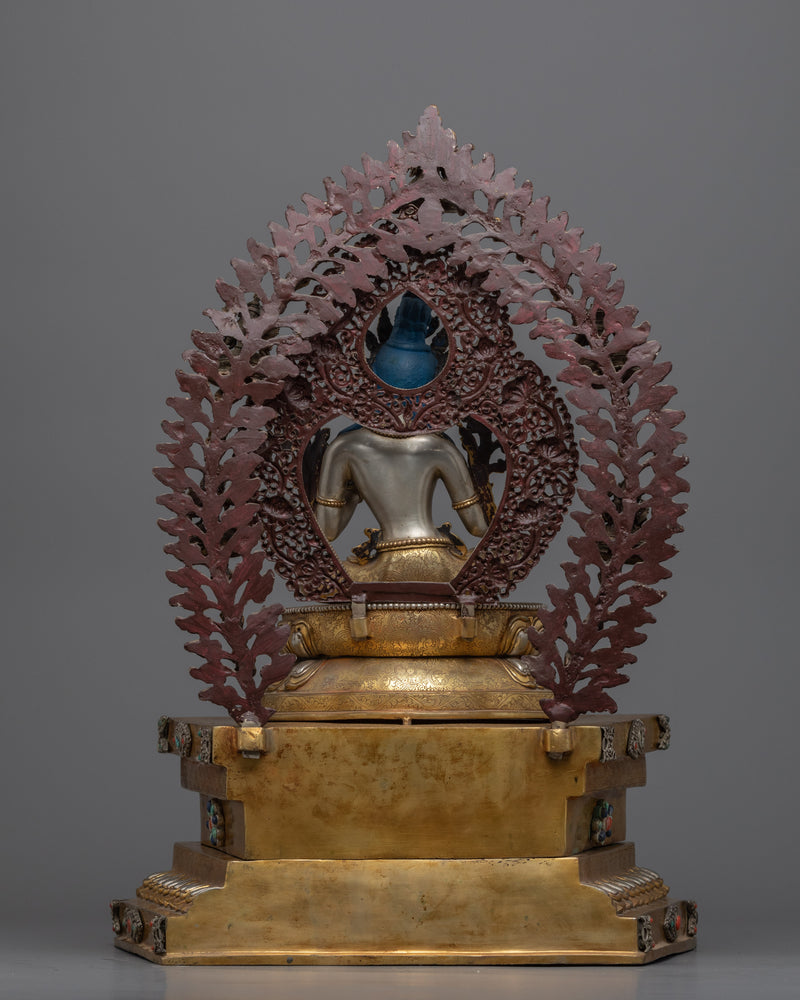 Green Tara Buddhist Deity Sculpture for Meditation | Gold-Plated Tibetan Art