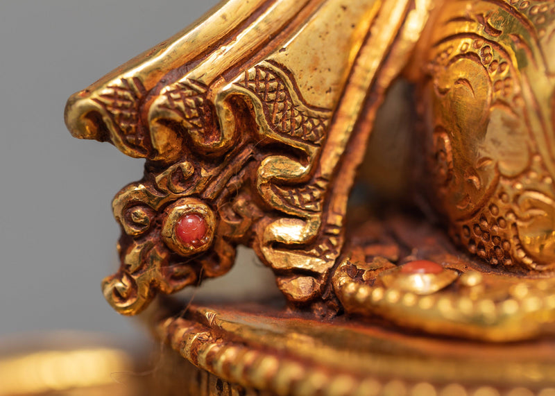 24K Gold Plated Vajrasattva Statue, Traditionally Hand Carved Dorje Sempa