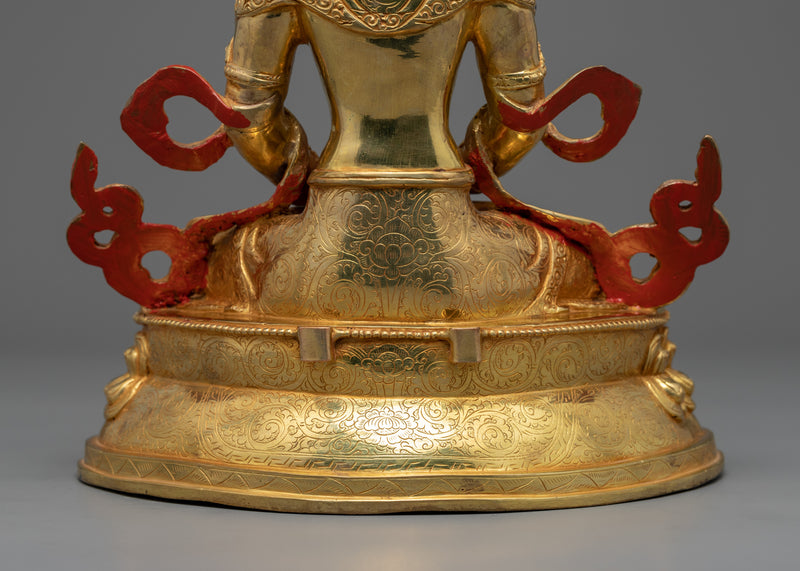 Gold Painted Amitayus Statue | Handmade Artwork of Nepal