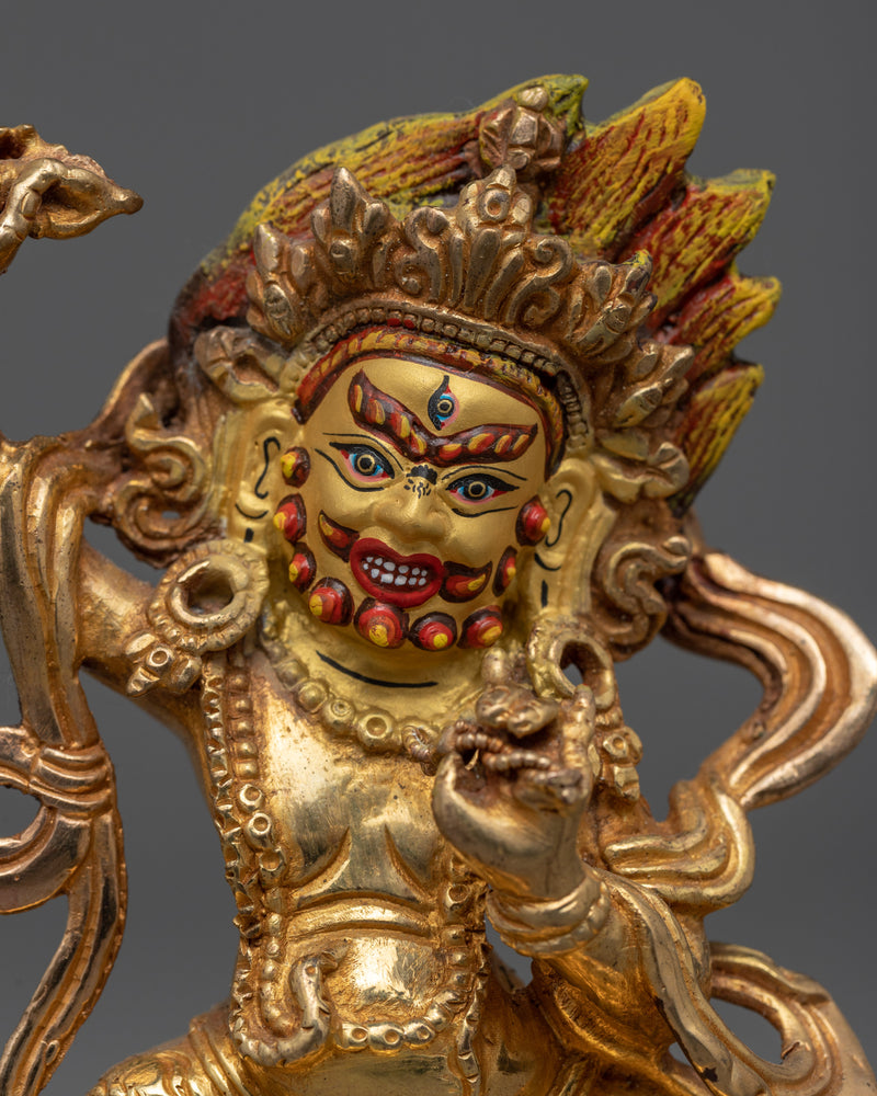 Traditionally Hand Crafted Mahachakra Vajrapani Statue | Buddhist Sculpture for Religious Purposes