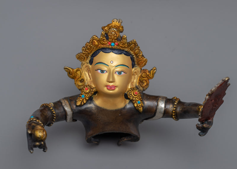 Gold Gilded Red Dzambhala Statue | Buddhist Deity of Wealth and Prosperity