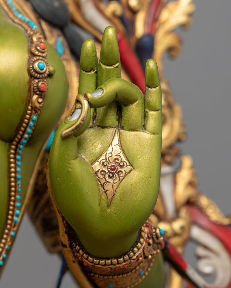 Goddess Green Tara Mantra Practice Sculpture | Rare Traditional Himalayan Art