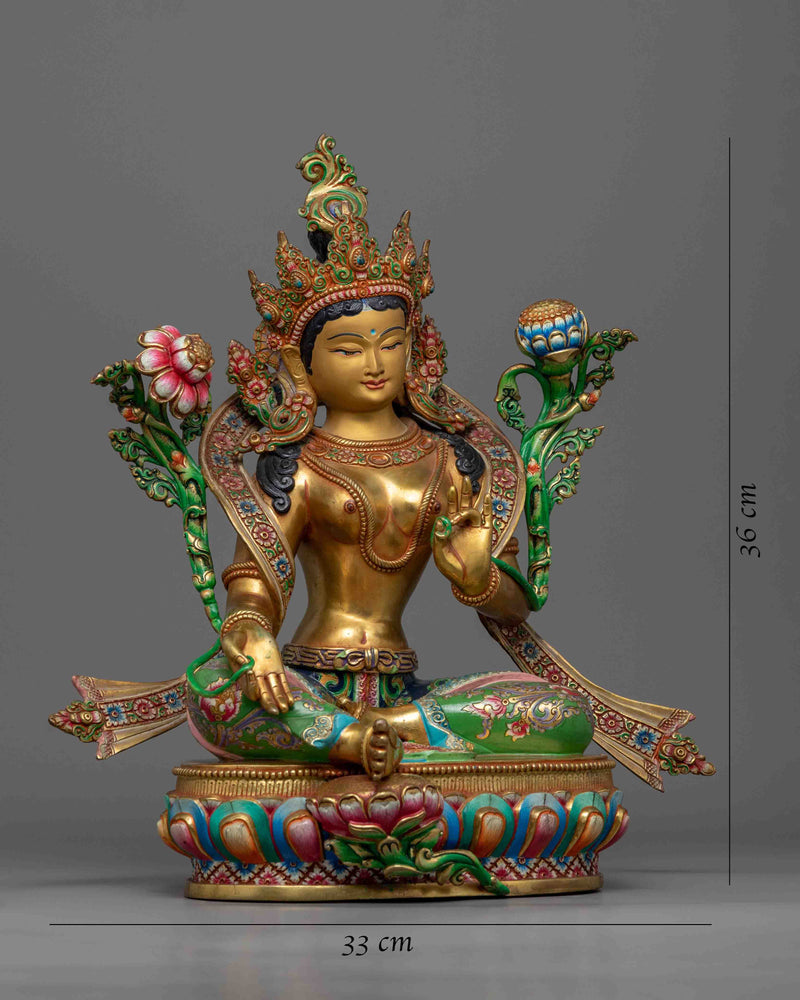 Green Tara Bodhisattva Statue | Himalayan Buddhist Art of Female Bodhisattva