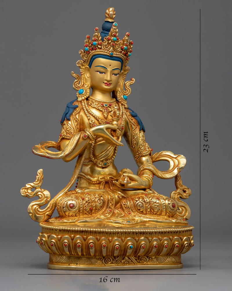 Gold Gilded Bodhisattva Vajrasattva Statue |  Traditional Handcrafted Buddhist Art