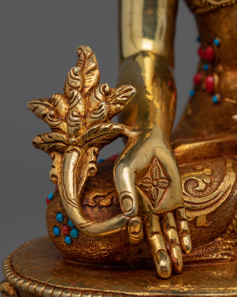 Statue of the Medicine Buddha | Gold-Plated Himalayan Art