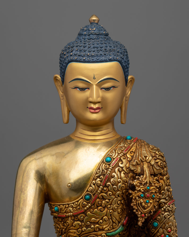 Shakyamuni Buddha, the Historical Buddha Sculpture | Gold-Plated Himalayan Art
