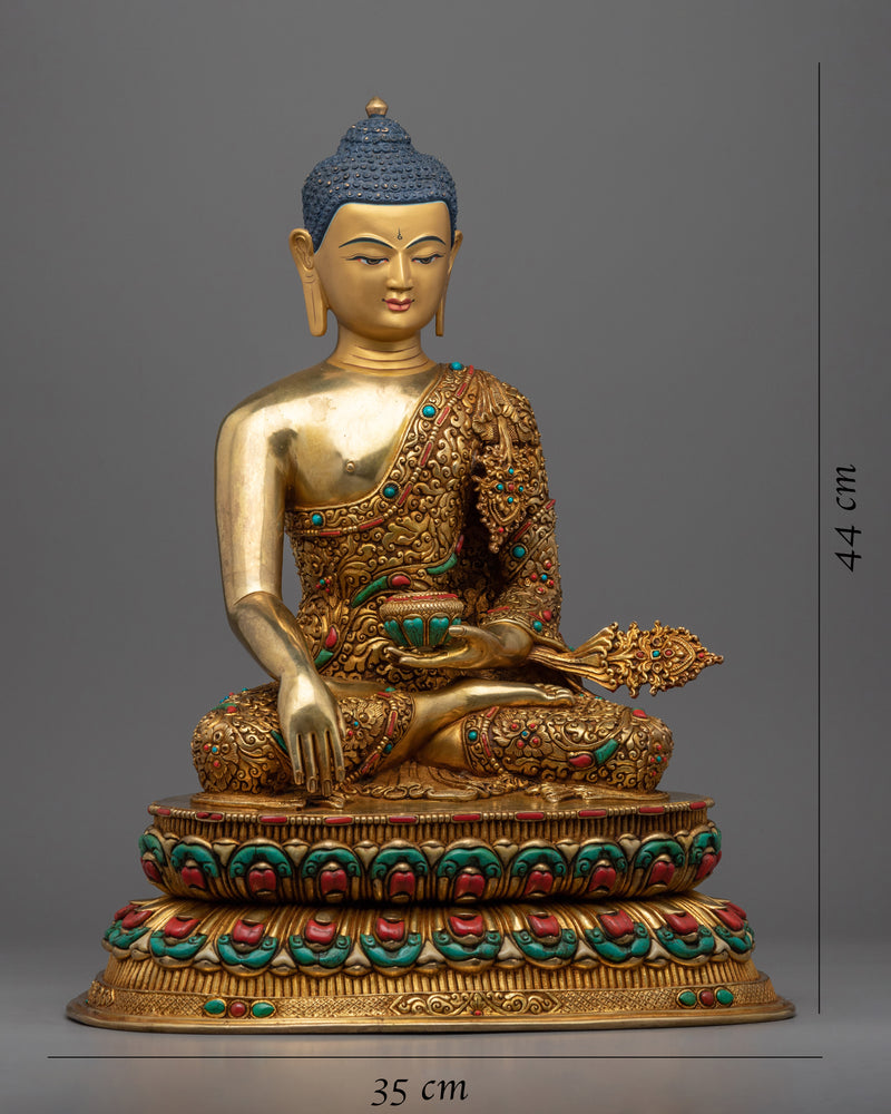 Shakyamuni Buddha, the Historical Buddha Sculpture | Gold-Plated Himalayan Art