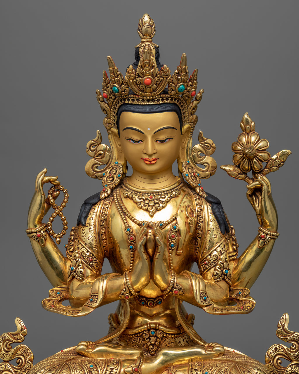 4 Armed Chenrezig Statue | Traditional Tibetan Style Buddhist Statue O