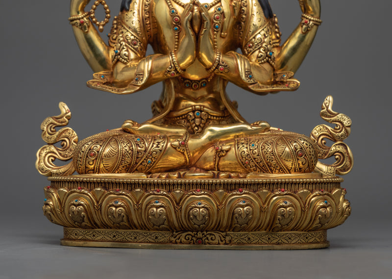 4 Armed Chenrezig Statue | Traditional Tibetan Style Buddhist Statue O