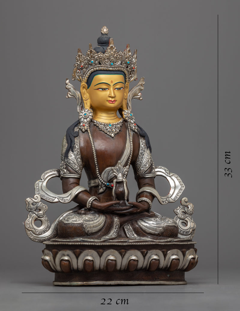 Amitayus Buddha Sculpture for Meditation | Traditional Handcrafted Buddhist Art