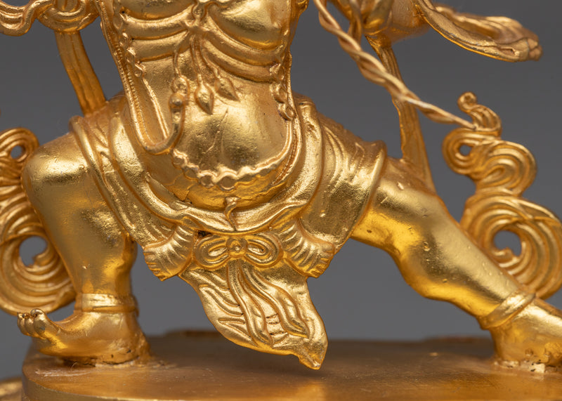 Machine Bodhisattva Vajrapani Sculpture |  Gold-Plated Tibetan Buddhist Art