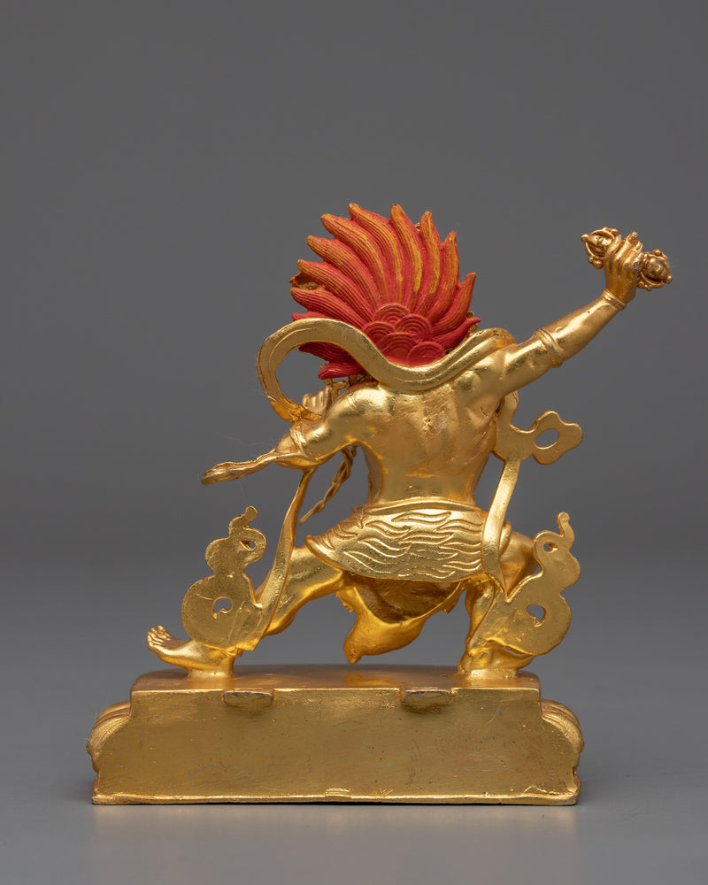 Machine Bodhisattva Vajrapani Sculpture |  Gold-Plated Tibetan Buddhist Art