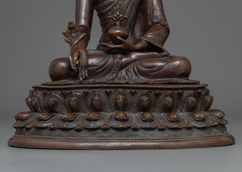 Oxidized Copper Blue Buddha Statue | Handmade in Nepal, Himalayan Buddhist Art