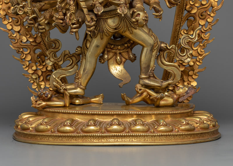 Buddhist Kalachakra Gold Gilded Statue |  Traditional Handcrafted Buddhist Art