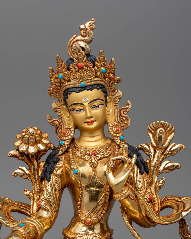 Green Tara Symbolism Statue | Traditional Tibetan Style Buddhist Statue