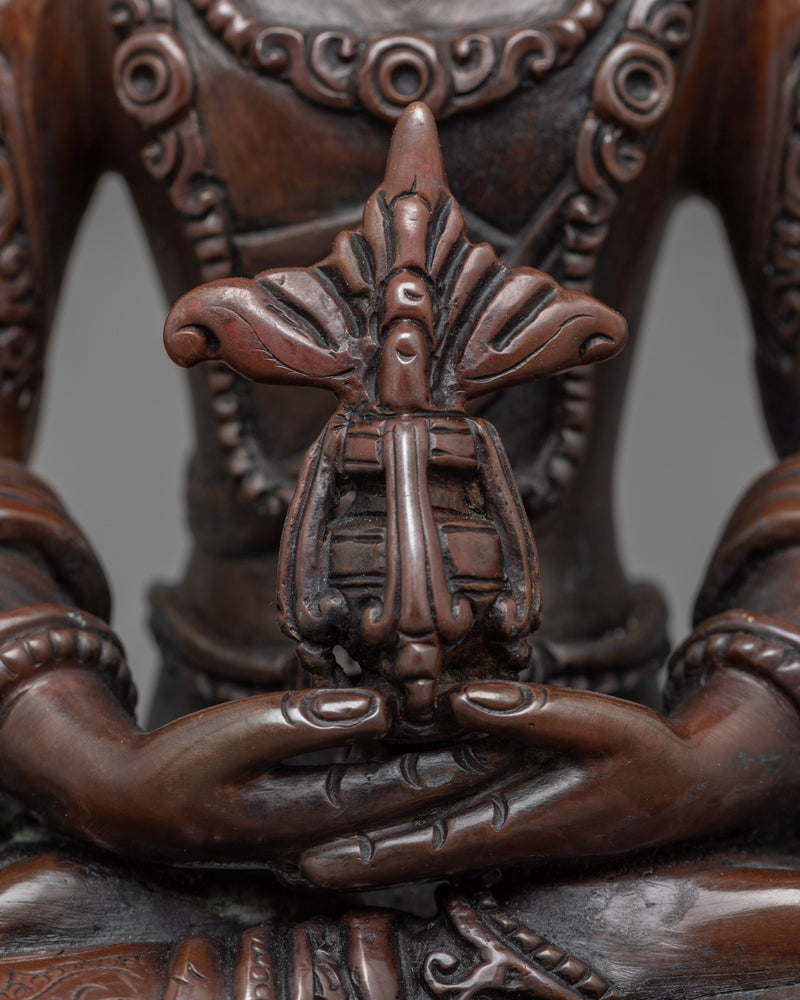 Amitayus Long Life Mantra Practice Statue | Buddhist Oxidized Copper Statue