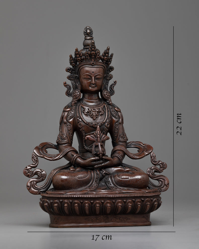 Amitayus Long Life Mantra Practice Statue | Buddhist Oxidized Copper Statue