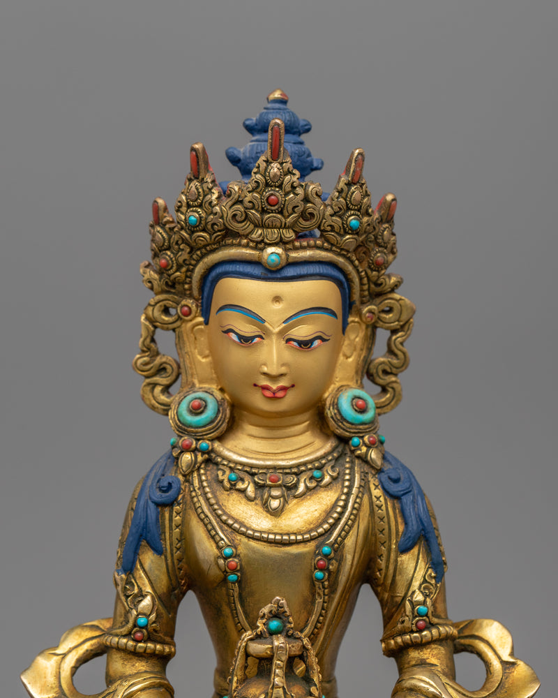 Experience the Infinite Life Potential with the Buddha Amitayus Mantra in Tibetan through This Stunning Statue