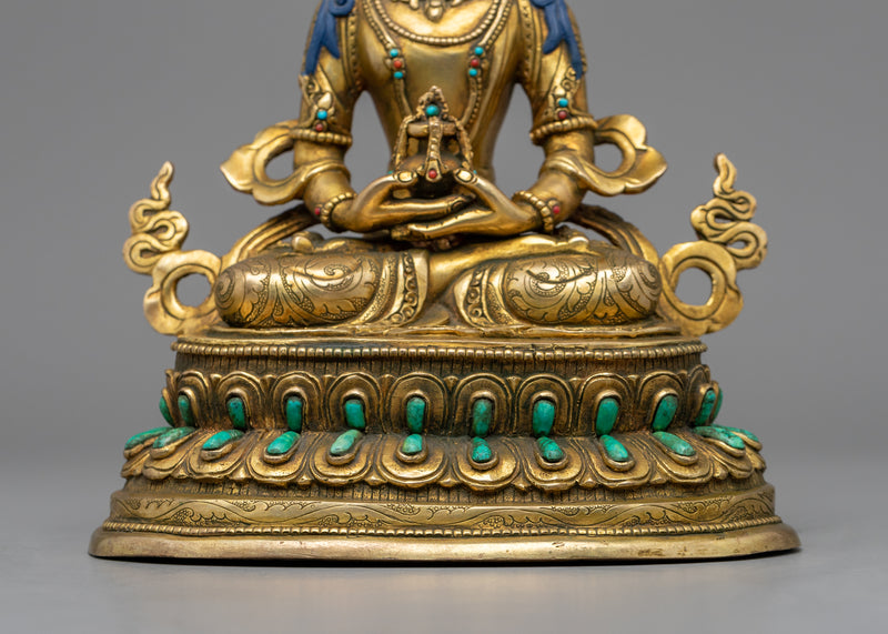 Experience the Infinite Life Potential with the Buddha Amitayus Mantra in Tibetan through This Stunning Statue