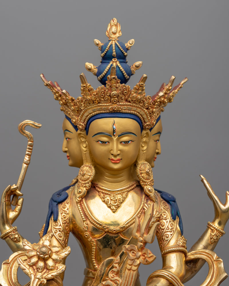 Amoghapasha Lokeshvara Statuette | Traditional Himalayan Artwork of Bodhisattva